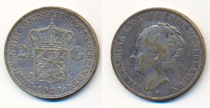Foto Niederlande 2 1/2 Gulden 1929 foto 395675