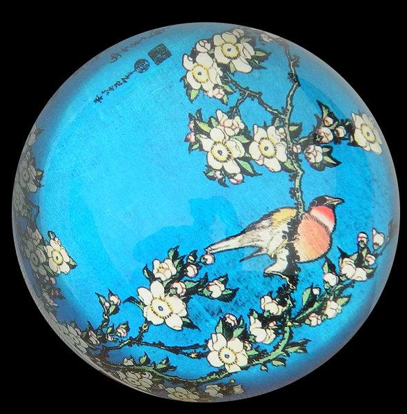 Foto Pisapapeles de cristal Hokusai Bird/Blossom foto 822721