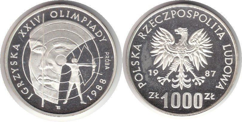 Foto Polen Probe zu 1000 Zloty 1987 foto 798722