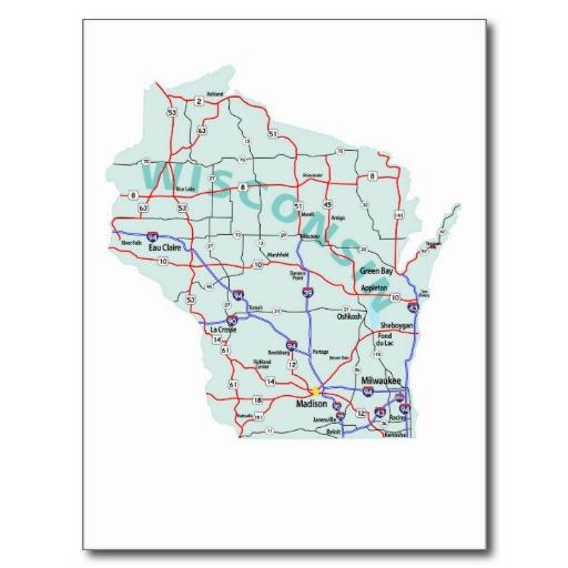 Foto Postal de un estado a otro del mapa de Wisconsin foto 497244