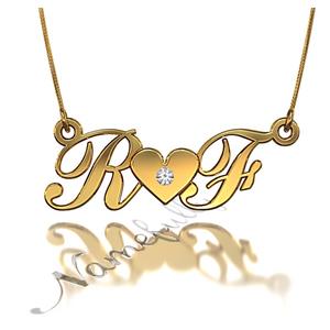 Foto 'Rachel ama a Finn' Collar de plata chapada en oro amarillo de 18k de dos iniciales inspirado en Glee con Diamantes foto 803802