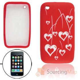 Foto roja la piel suave de silicona protector del corazón patrón de la cubierta para el iPhone 3G foto 35835