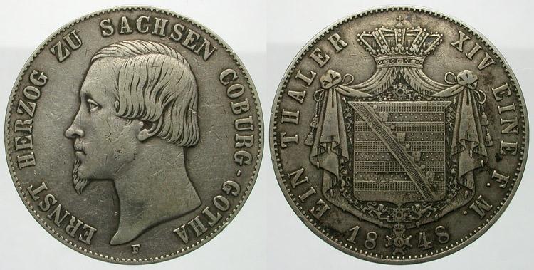 Foto Sachsen-Coburg und Gotha Taler 1848 F