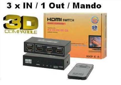 Foto Selector HDMI 3 entradas 1 salida, con mando. foto 926294