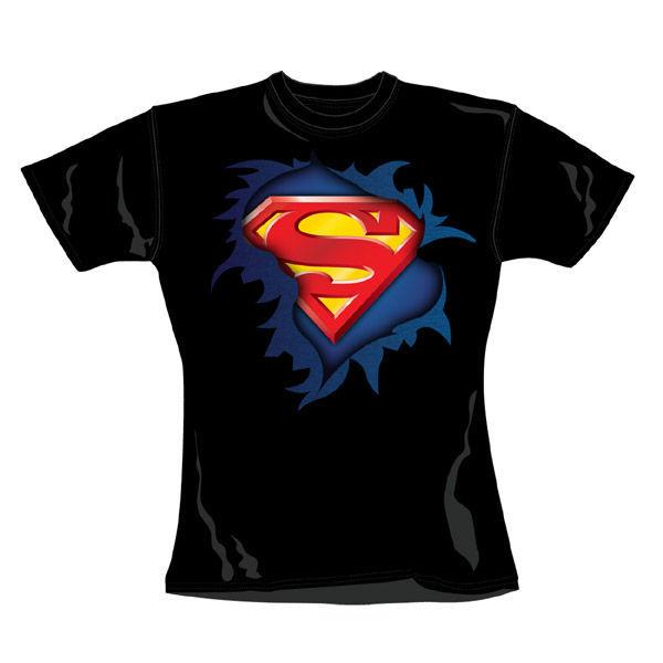 Foto Superman Camiseta Chica Torn Logo Talla S foto 155974