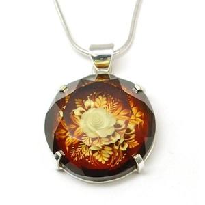 Foto TOC Beadz 925 Silver 3D Rose Hand Crafted Amber Pendant 16/18 foto 753500
