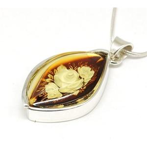 Foto TOC Beadz 925 Silver 3D Rose Hand Crafted Amber Pendant 16/18 foto 753501