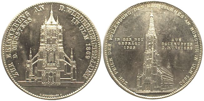 Foto Ulm-Stadt Versilberte Bronzemedaille 1923 foto 896206