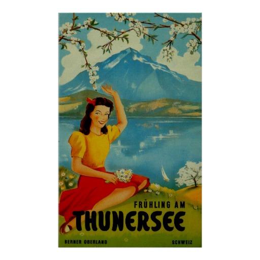 Foto Viaje suizo de las montañas del vintage del ~ de T Poster foto 461467