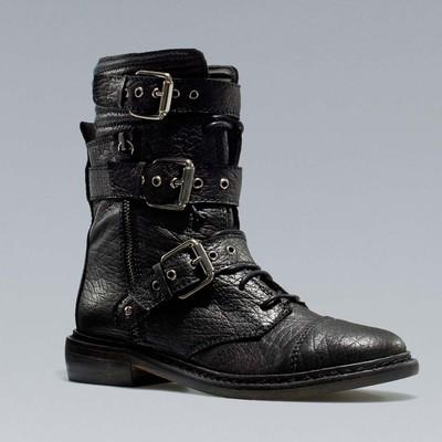 Foto Zara A/w 2012. Flat Ankle Boot Shoes With Biker Buckles. Size 39eu. Cow Leather. foto 10348